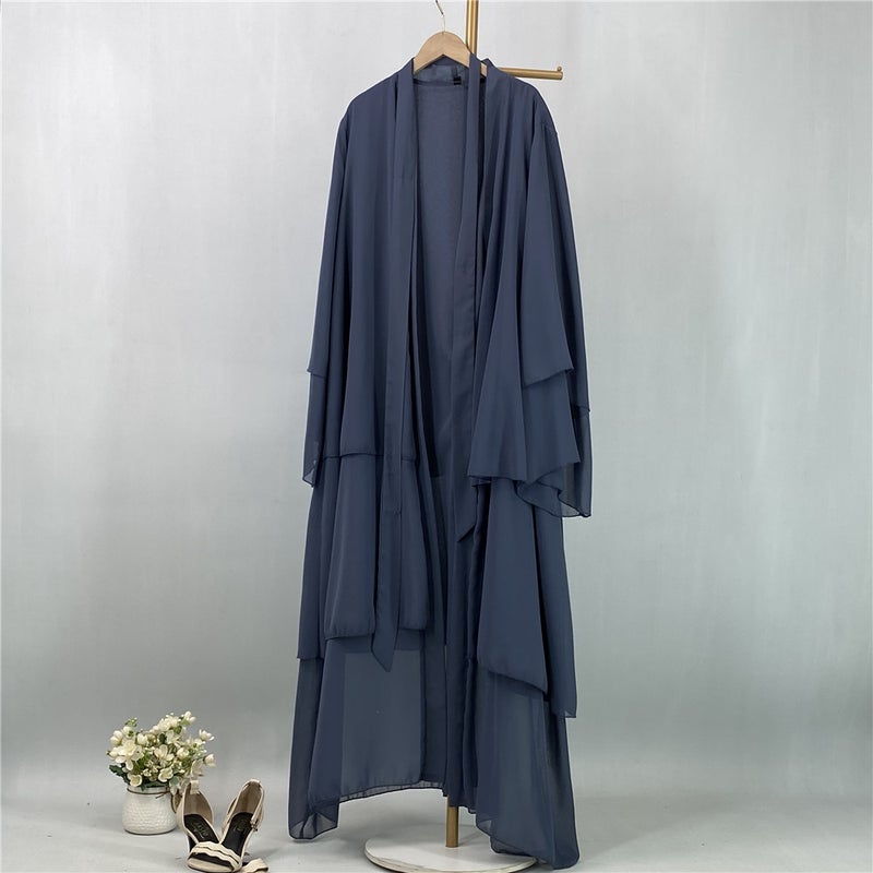 monica fashion Simple Solid Color Chiffon Cardigan - Image 2