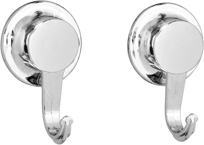 Everloc Heavy Duty Hooks 2 Pack, No Drilling, No Screws, No Glue, No Adhesive Vacuum Suction Wall Mounted Chrome Hooks for hanging in Kitchen and Bathroom, Easy Install, No Drilling, EVL-10504 - Image 1