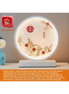 Wedding Table Lamp Changming Lamp Newlyweds Gift Warm Red Pair Of Festive Bedroom Bedside Table Lamp-Light Source Power:Remote Control Switch-Light Color:A Lifetime (white)