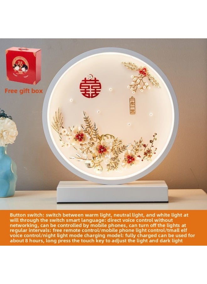 Generic - Wedding Table Lamp Changming Lamp Newlyweds Gift Warm Red Pair Of Festive Bedroom Bedside Table Lamp-Light Source Power:Remote Control Switch-Light Color:A Lifetime (white) - Image 1