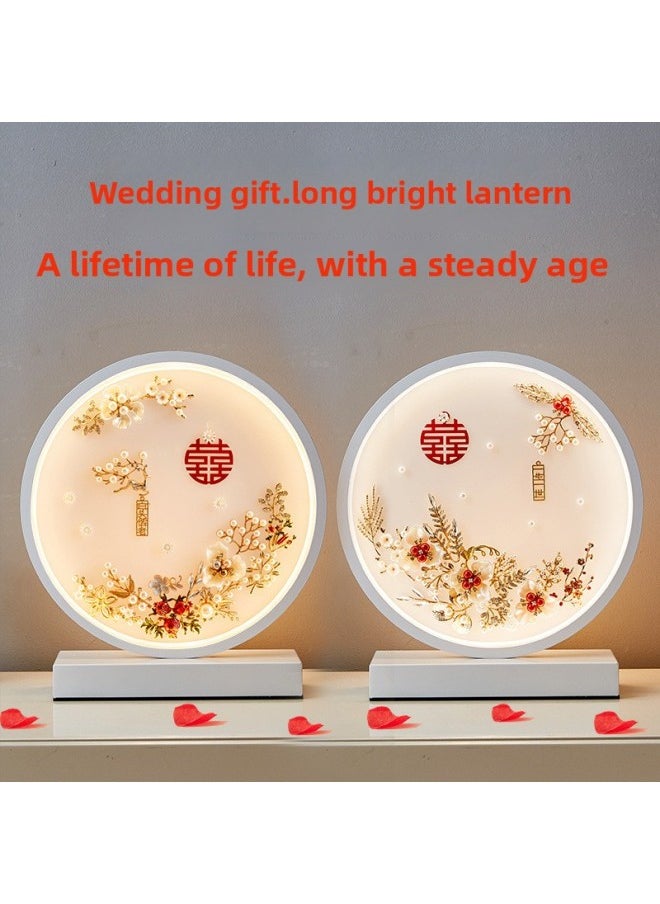 Generic - Wedding Table Lamp Changming Lamp Newlyweds Gift Warm Red Pair Of Festive Bedroom Bedside Table Lamp-Light Source Power:Remote Control Switch-Light Color:A Lifetime (white) - Image 1