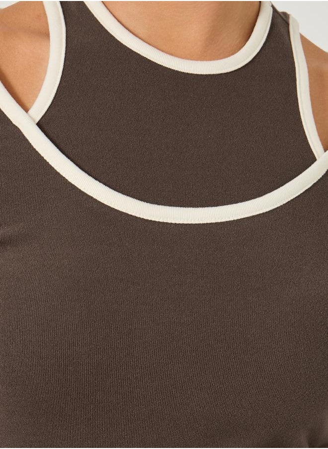 Styli Rib Knit Layered Long Sleeve Fitted T-Shirt  - Image 5
