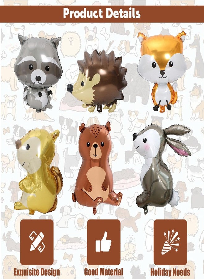 Ysqool 6 Pcs Woodland Animal Balloons, Jumbo Forest Animal Balloons, Cute Deer Fox Squirrel Rabbit Foil Balloon for Woodland Themed Baby Shower Birthday Party Decorations - Image 3