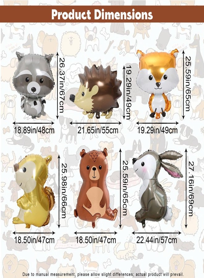 Ysqool 6 Pcs Woodland Animal Balloons, Jumbo Forest Animal Balloons, Cute Deer Fox Squirrel Rabbit Foil Balloon for Woodland Themed Baby Shower Birthday Party Decorations - Image 2