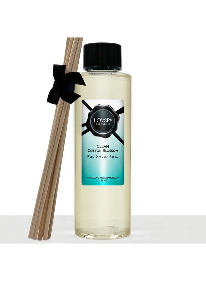 LOVSPA Clean Cotton Blossom Reed Diffuser Oil Refill with Reed Sticks | Fresh & Clean Laundry Linen Notes of Citrus, Florals, Vanilla Musk & Amber | Room Diffuser Sticks Refill - Image 1