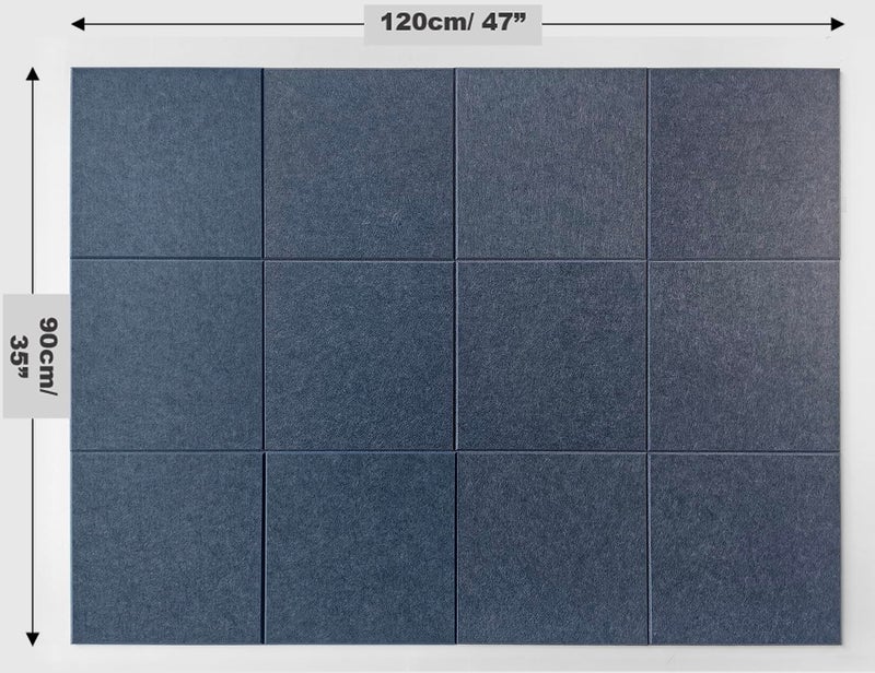 DECORITA Large Cork Board Alternative - 47"x35" 12 Pack Felt Wall Tiles with Safe Removable Adhesive Tabs, Cork Wall Tiles Cork Board for Home Office Pin Board Tack Board 48 x 36 - Denim - Image 2