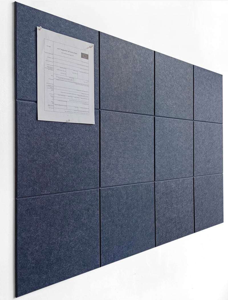 DECORITA Large Cork Board Alternative - 47"x35" 12 Pack Felt Wall Tiles with Safe Removable Adhesive Tabs, Cork Wall Tiles Cork Board for Home Office Pin Board Tack Board 48 x 36 - Denim - Image 1