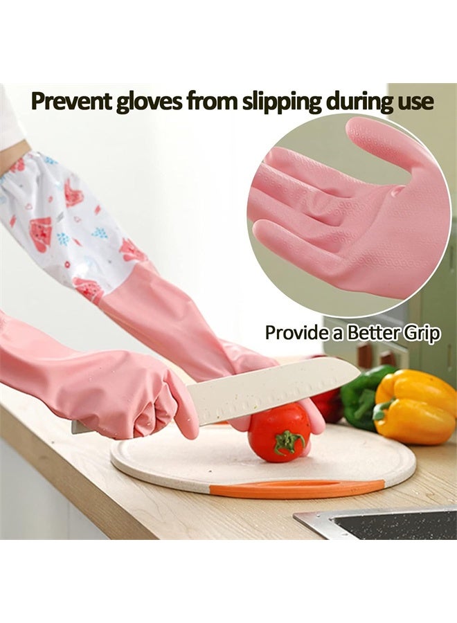3 Pcs Rubber Dishwashing Cleaning Gloves - Waterproof, Reusable Long Kitchen Gloves, Latex-Free Household Gloves for Laundry, Cleaning, Working, Gardening - Image 4