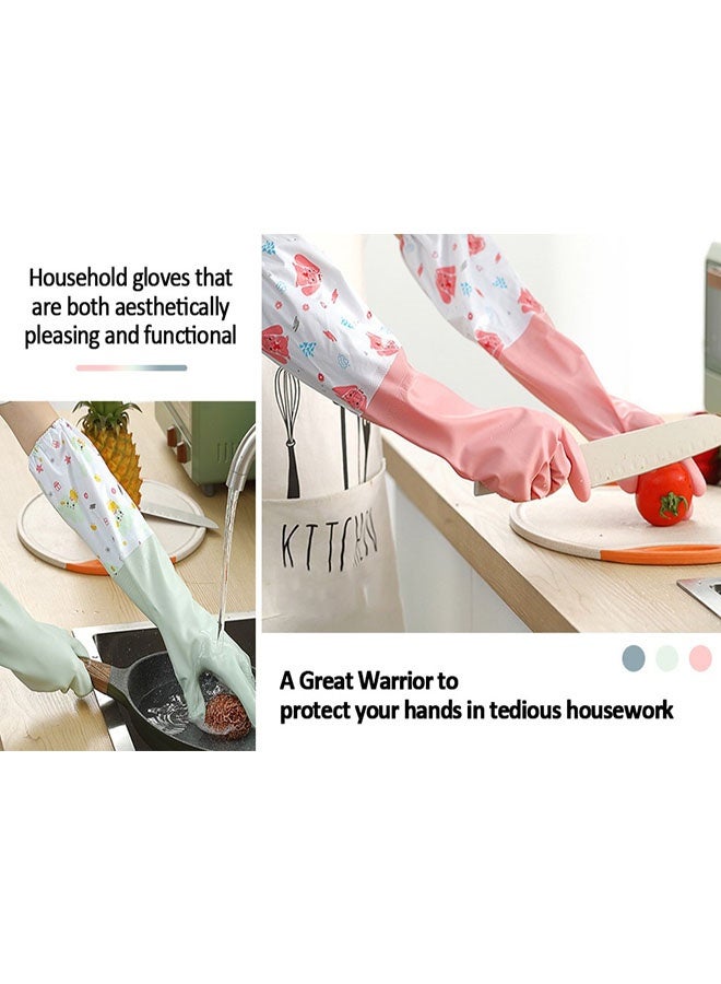 3 Pcs Rubber Dishwashing Cleaning Gloves - Waterproof, Reusable Long Kitchen Gloves, Latex-Free Household Gloves for Laundry, Cleaning, Working, Gardening - Image 5