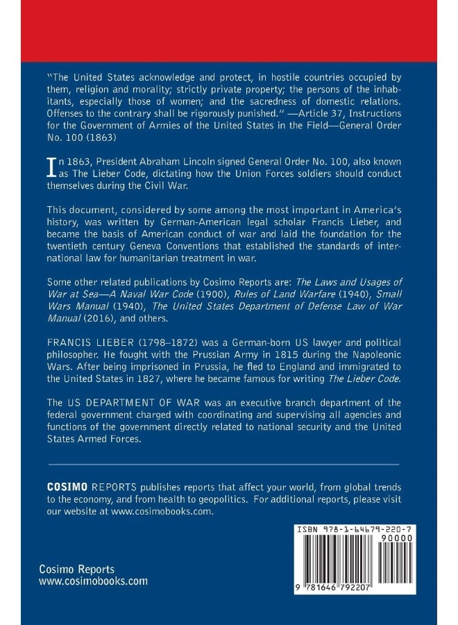 Instructions for the Government of Armies of the United States in the Field - General Order No. 100: The Lieber Code