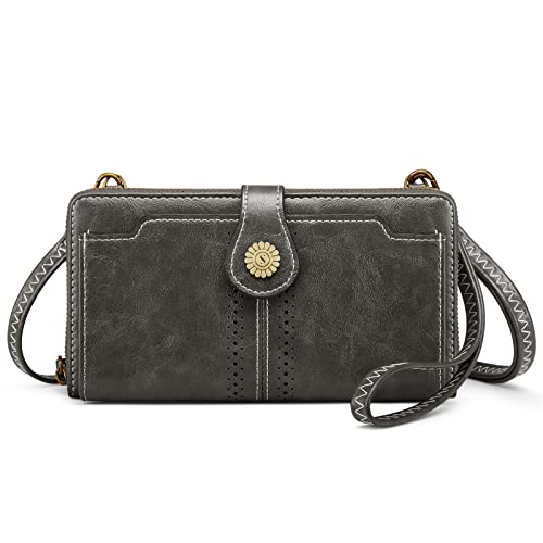 S-ZONE Vegan Leather Crossbody Bags for Women Small Cell Phone Purse RFID Blocking Clutch Purses with 2 Straps - Image 1