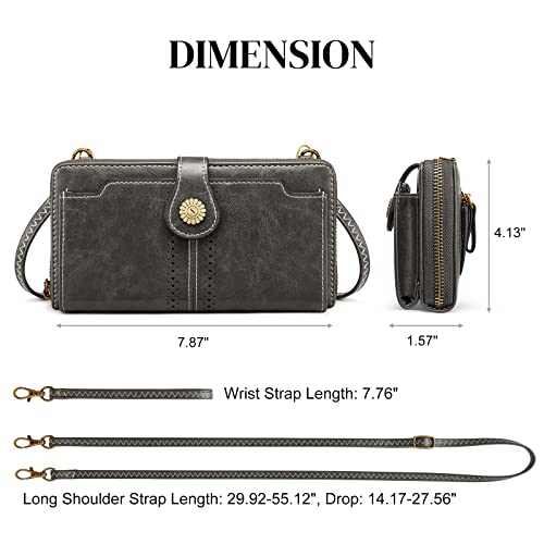 S-ZONE Vegan Leather Crossbody Bags for Women Small Cell Phone Purse RFID Blocking Clutch Purses with 2 Straps - Image 3