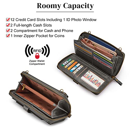 S-ZONE Vegan Leather Crossbody Bags for Women Small Cell Phone Purse RFID Blocking Clutch Purses with 2 Straps - Image 4