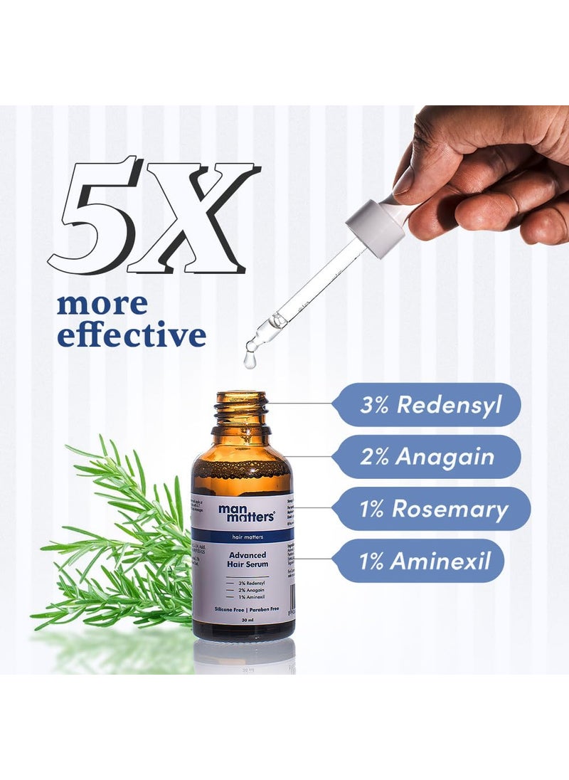 Man Matters Man Matters Advanced Hair Growth Serum 30ml With 23 actives 3 Redensyl 2 Anagain 1 Aminexil Rosemary Leaf Extract Reactivates Hair Cells Improves Hair Density Promotes Hair Growth  - Image 3