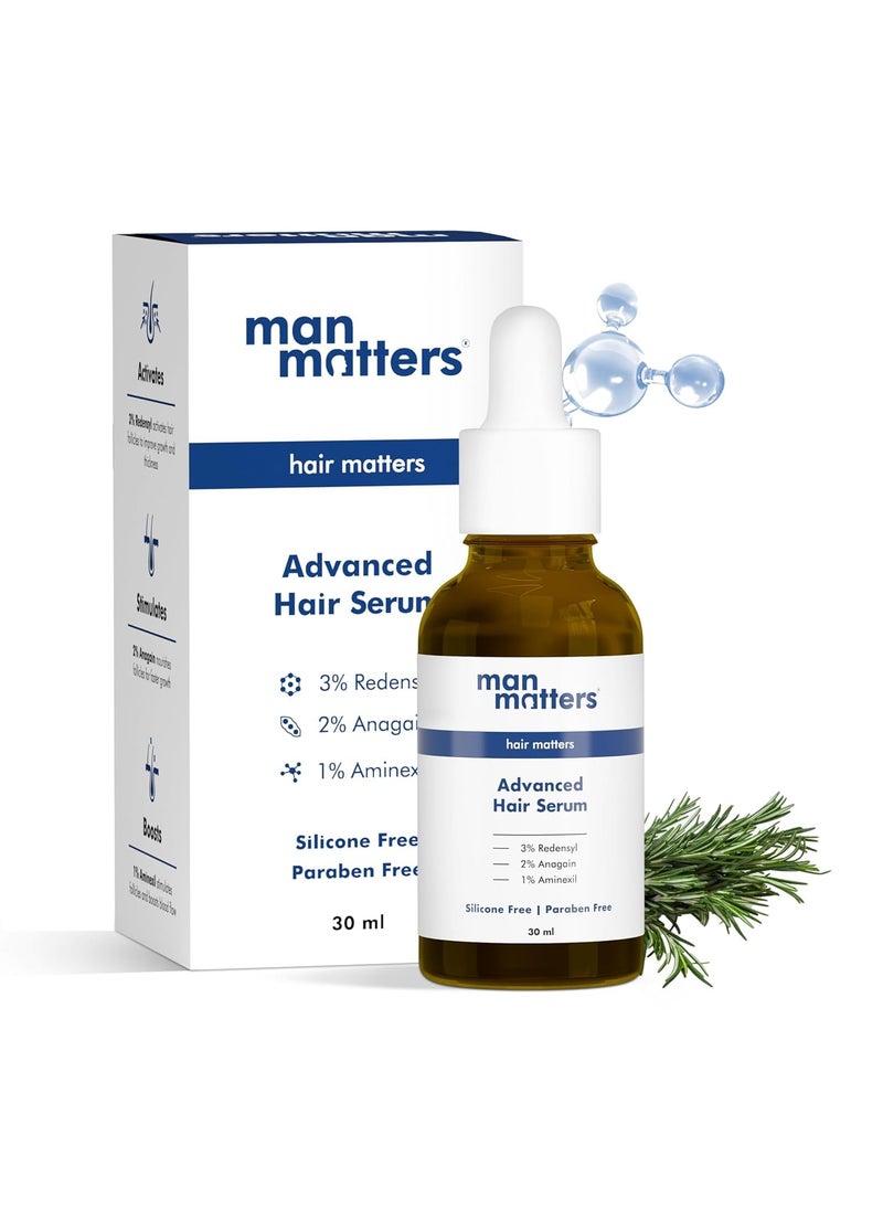 Man Matters Man Matters Advanced Hair Growth Serum 30ml With 23 actives 3 Redensyl 2 Anagain 1 Aminexil Rosemary Leaf Extract Reactivates Hair Cells Improves Hair Density Promotes Hair Growth  - Image 1