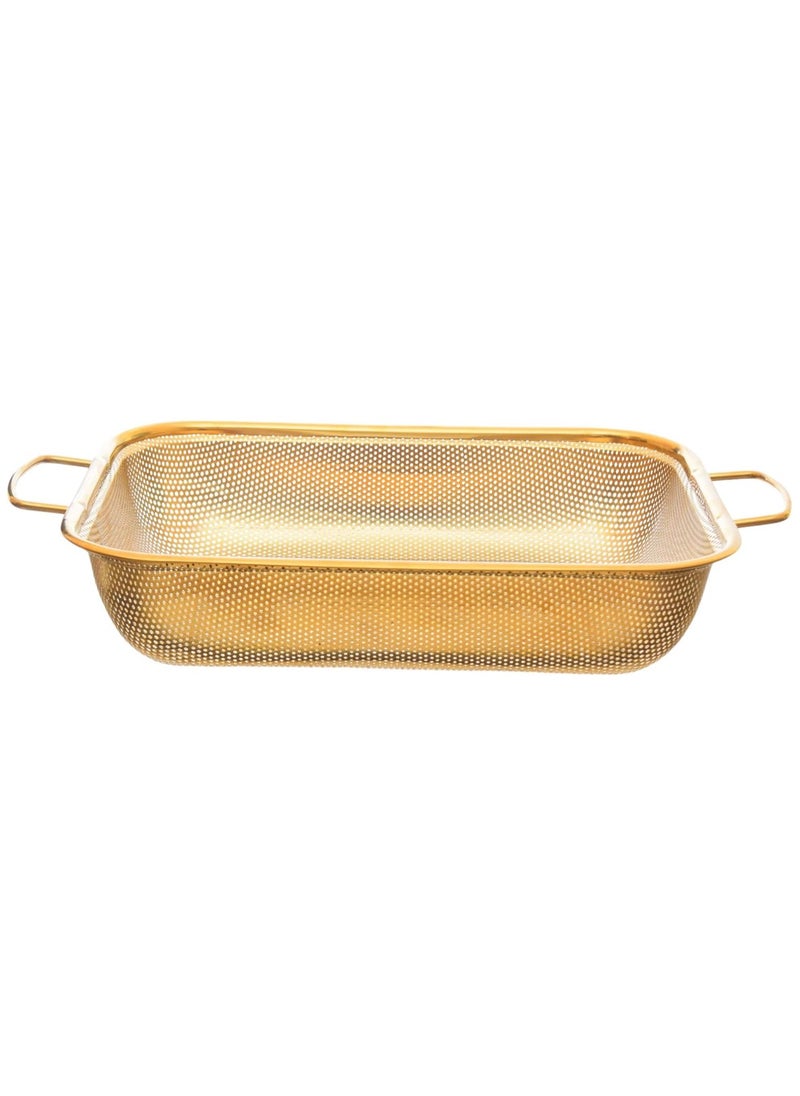 Generic Stainless Steel Rectangular Pasta Strainer 27x35cm Gold  - Image 1