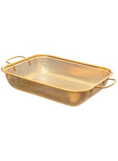 Generic Stainless Steel Rectangular Pasta Strainer 27x35cm Gold  - Image 2