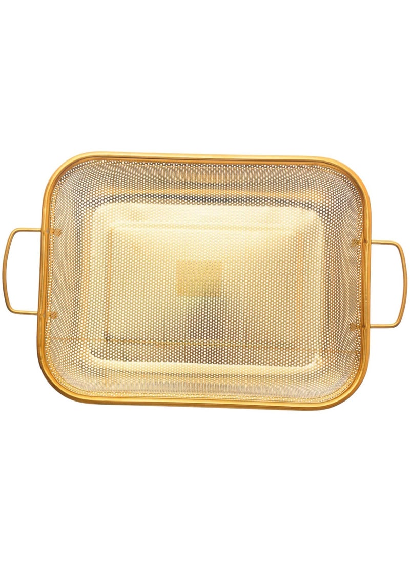 Generic Stainless Steel Rectangular Pasta Strainer 27x35cm Gold  - Image 3