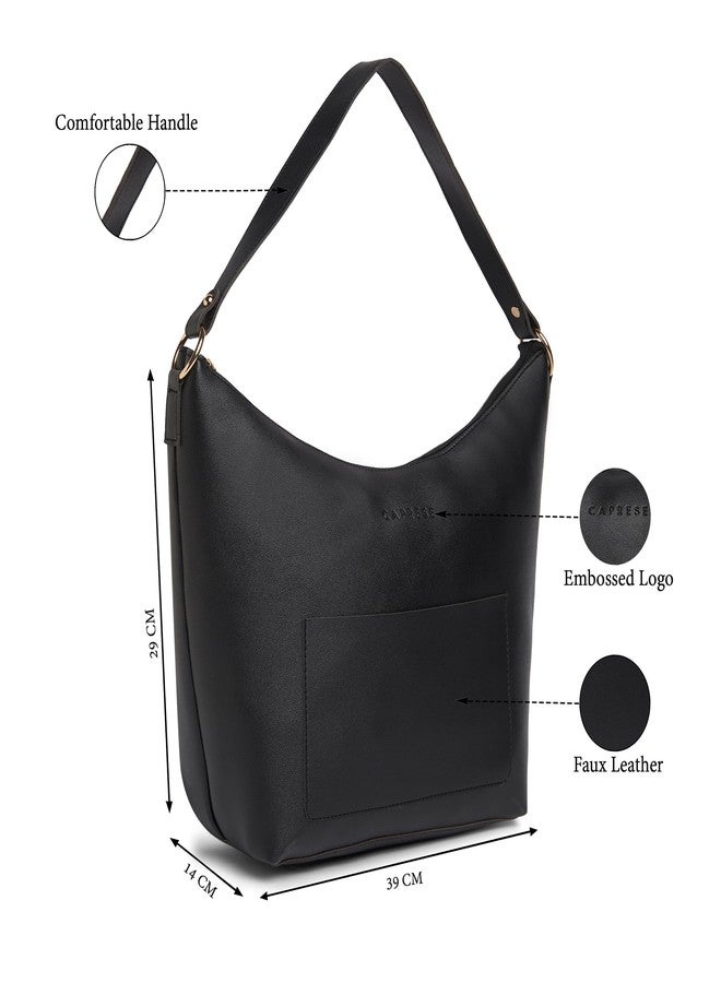 Caprese Ray Medium Hobo Bag for Women with Shoulder Strap & Zipper Closure | Stylish, Versatile Handbag for Everyday Use | Perfect for Casual Outings, Work, Travel, and Special Events (Black) - Image 3