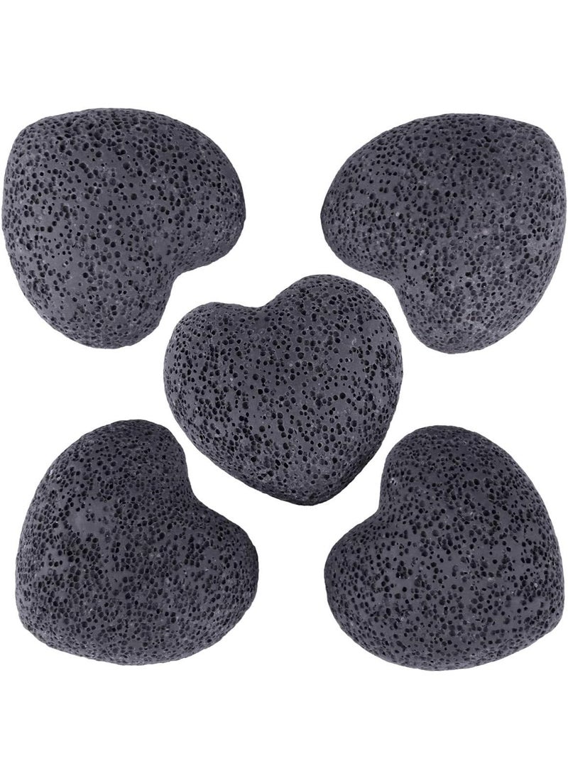 rockcloud rockcloud Black Lava Rock Stone Heart Shape Pocket Stones Dyed Lava Rocks Aromatherapy Essential Oil Diffuser Set, 1.7 Inches, 5 Pcs 