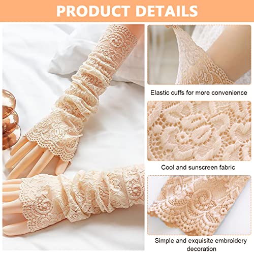 PALAY® Arm Sleeves for Women Girls, Floral Lace Cooling Arm Sleeve, UV Protection Hand Cover Arm Sleeves for Daily Use, Bike, Cycle, Sport - Elastic & Breathable (1 Pair, Flesh Color) - Image 4