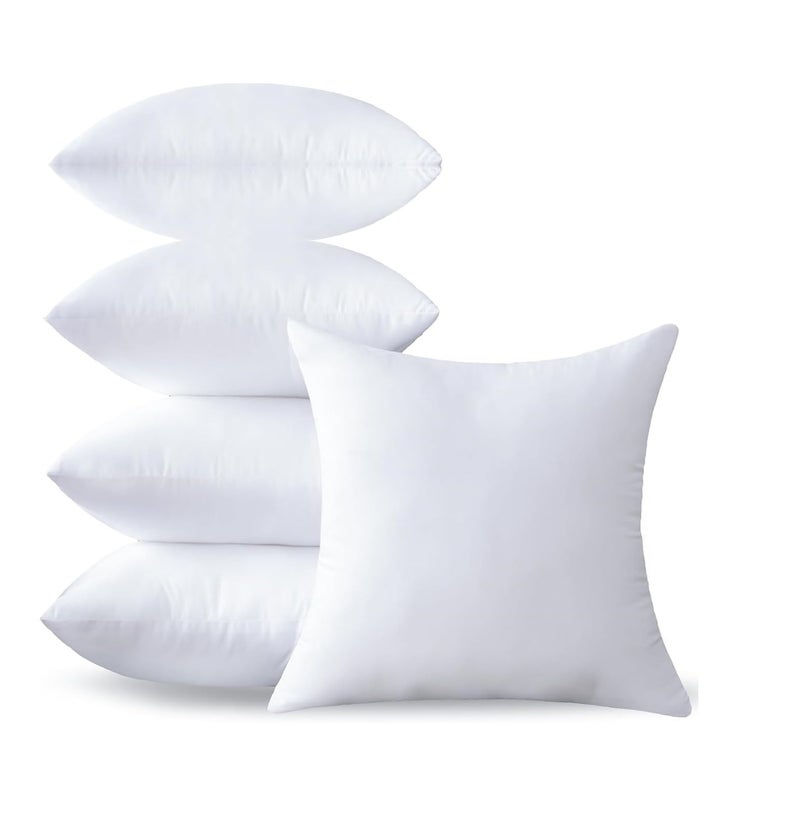 JY Hotel Quality Polyester Fiber Filler Cushion (16X16 Inches, White) - Set of 5 - Image 1