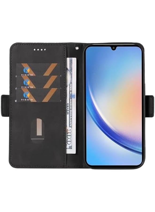 erorex Case For Samsung Galaxy M54 5G Premium Leather Wallet Flip Cover Multifunctional Phone Stand And Strong Magnetic Closure Black Galaxy M54 - Image 2