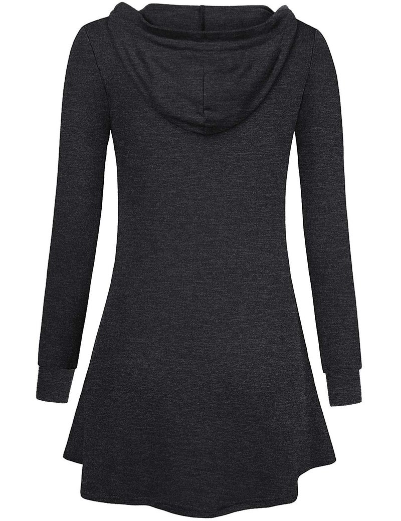 Miusey Long Cardigan for Womens, Ladies Open Front Long Sleeve Lightweight Petite Tunic Sweatshirts Pocket Loose Fit Hoodied Winter Outerwear Dark Gray M - Image 3