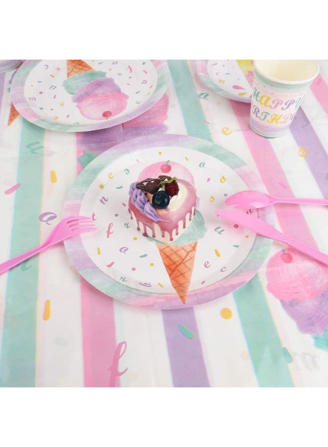 Wernnsai مجموعة لوازم حفلة الآيس كريم - أدوات مائدة حفلة الآيس كريم للأطفال البنات لعيد الميلاد وحفلة استقبال المولود، غطاء طاولة قابل للتصرف، أطباق، أكواب ورقية، مناديل، أدوات مائدة، حقيبة أدوات، تخدم 16 ضيفًا، 130 قطعة - Image 4