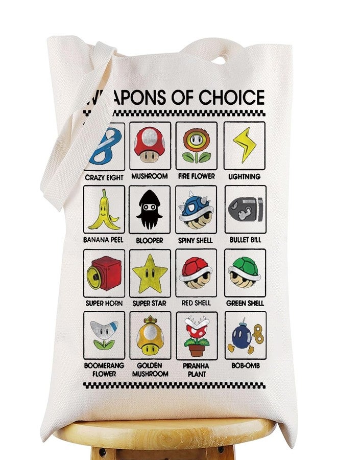 G2TUP Adventure Video Game Canvas Tote Bag 80s Nostalgia Gaming Fans Gift Weapons Of Choice Gamer Shoulder Bag (Weapons Of Choice TG) - Image 1