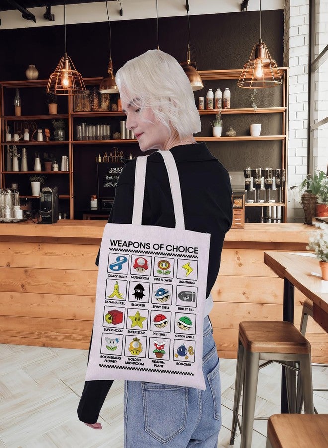 G2TUP Adventure Video Game Canvas Tote Bag 80s Nostalgia Gaming Fans Gift Weapons Of Choice Gamer Shoulder Bag (Weapons Of Choice TG) - Image 3