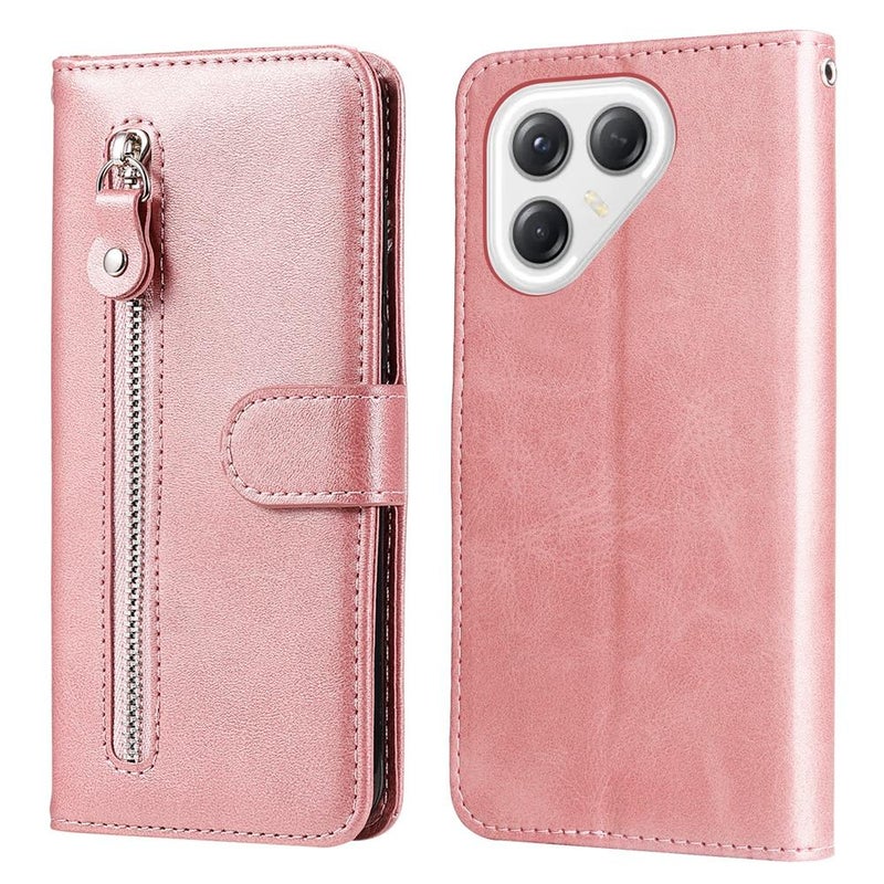 erorex For Tecno Pova 7 Ultra 5G Fashion Calf Texture Zipper Leather Phone Case(Rose Gold) - Image 1
