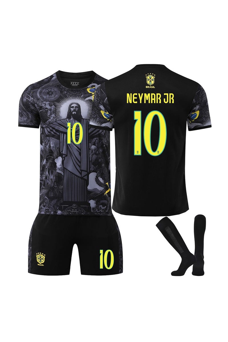 WHITE GAINS A breathable, quick-drying and wear-resistant 3-piece set of No. 10 football jersey specially designed for football enthusiasts and sports people, including a top, shorts, socks - Image 1