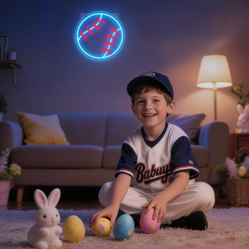 CoolGift Mart Easter Basket Stuffers Baseball Neon Sign - Dimmable Sport Wall Decor with USB Power, Unique Gifts for Men & Boys 8-12, LED Bedroom Lights for Man Cave College Dorm Baseball Fan Accessories - Image 2
