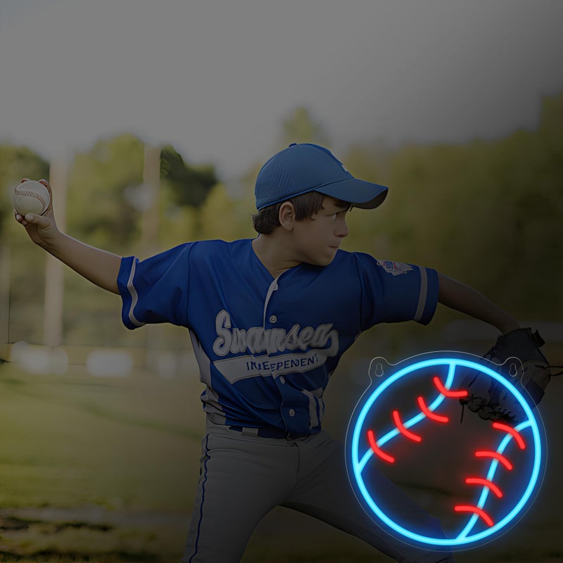 CoolGift Mart Easter Basket Stuffers Baseball Neon Sign - Dimmable Sport Wall Decor with USB Power, Unique Gifts for Men & Boys 8-12, LED Bedroom Lights for Man Cave College Dorm Baseball Fan Accessories - Image 4