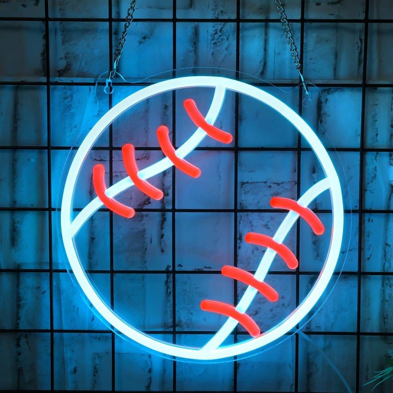 CoolGift Mart Easter Basket Stuffers Baseball Neon Sign - Dimmable Sport Wall Decor with USB Power, Unique Gifts for Men & Boys 8-12, LED Bedroom Lights for Man Cave College Dorm Baseball Fan Accessories - Image 1