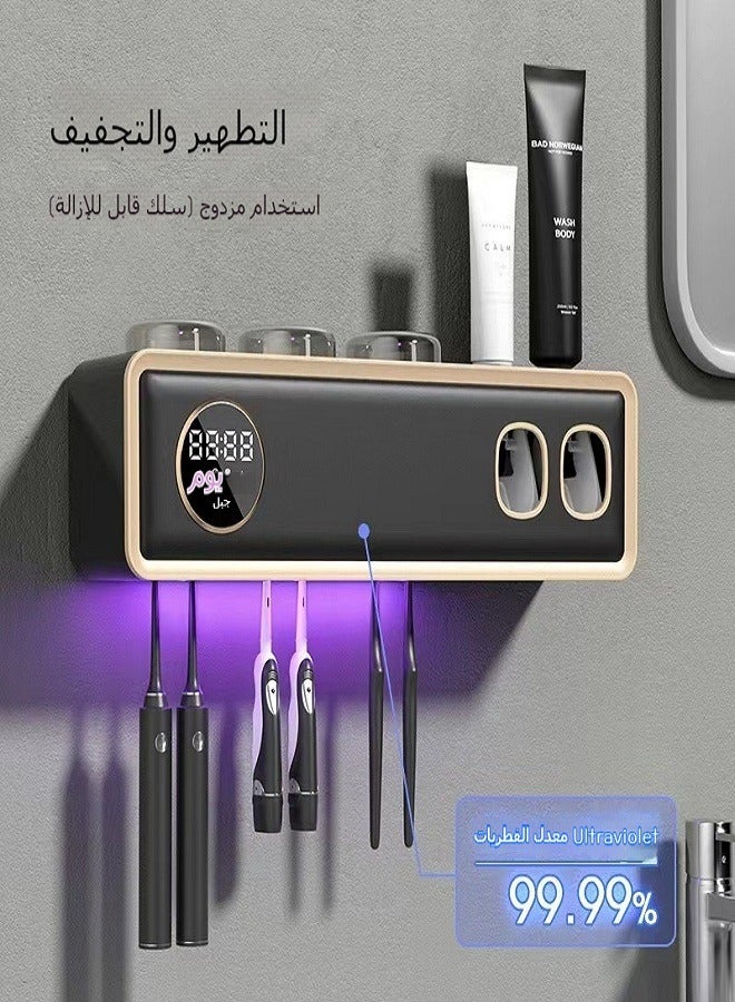 معقم فرشاة الأسنان بالأشعة فوق البنفسجية مع تجفيف وتعقيم ذكي، تركيب بدون حفر، حامل فرشاة أسنان ذكي  - Image 2
