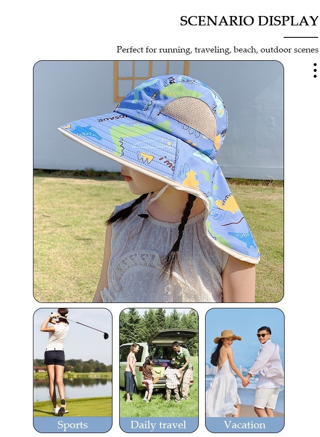 DUNISO Kids Sun Hat UPF 50+ Sun Protection Cap, Wide Brim Beach Hats with Mesh and Adjustable Chin Strap Cartoon Sun Hat for Boys Girls - Image 3