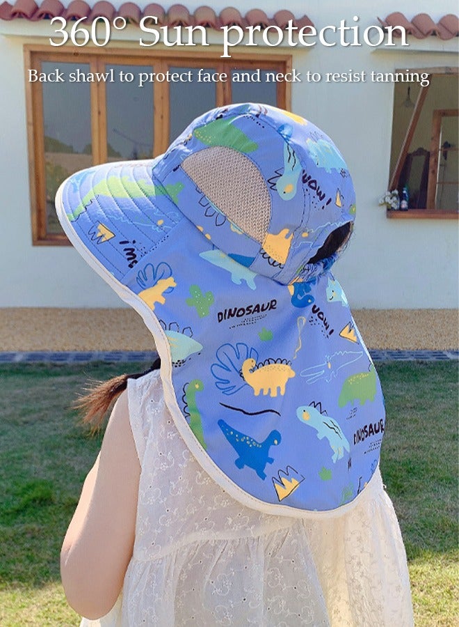 DUNISO Kids Sun Hat UPF 50+ Sun Protection Cap, Wide Brim Beach Hats with Mesh and Adjustable Chin Strap Cartoon Sun Hat for Boys Girls - Image 4