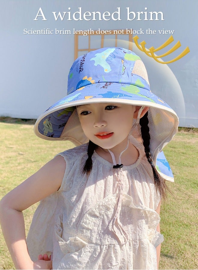 DUNISO Kids Sun Hat UPF 50+ Sun Protection Cap, Wide Brim Beach Hats with Mesh and Adjustable Chin Strap Cartoon Sun Hat for Boys Girls - Image 3