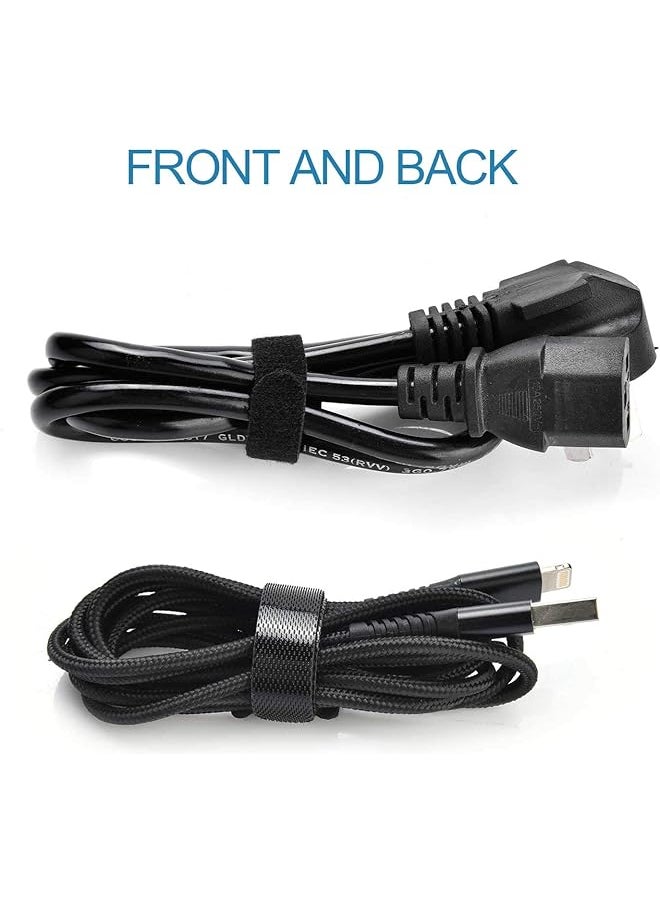 erorex - 60Pcs Fastening Cable Ties Reusable Premium 6 Inch Adjustable Cord Ties Microfiber Cloth Cable Management Straps Hook Loop Cord Organizer Wire Ties Reusable Black Colors - Image 1