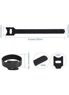 erorex 60Pcs Fastening Cable Ties Reusable Premium 6 Inch Adjustable Cord Ties Microfiber Cloth Cable Management Straps Hook Loop Cord Organizer Wire Ties Reusable Black Colors  - Image 3