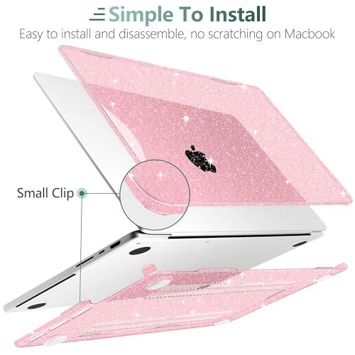 DONGKE Compatible with M5 MacBook Pro 14 inch Case M4 M3 M2 M1 2025 2024-2021 A3434 A3112 A3401 A3185 A2918 A2992 A2779 A2442 Pro Max with Touch ID, Plastic Hard Shell Cover, Bling Glitter Pink - Image 4