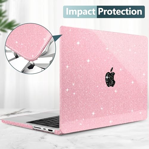 DONGKE Compatible with M5 MacBook Pro 14 inch Case M4 M3 M2 M1 2025 2024-2021 A3434 A3112 A3401 A3185 A2918 A2992 A2779 A2442 Pro Max with Touch ID, Plastic Hard Shell Cover, Bling Glitter Pink - Image 5