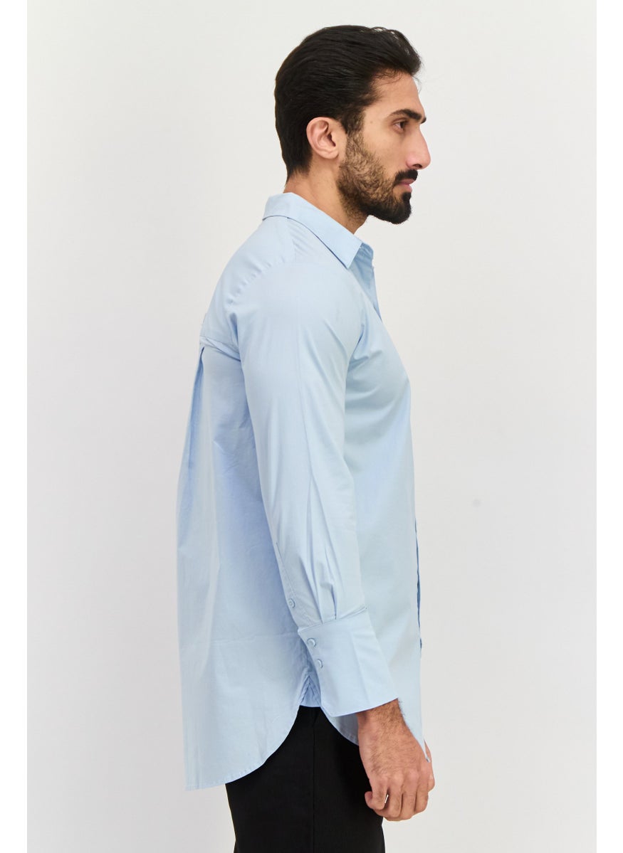 ESPRIT Men Regular Fit Long Sleeve Plain Casual Shirt, Dusty Blue  - Image 2