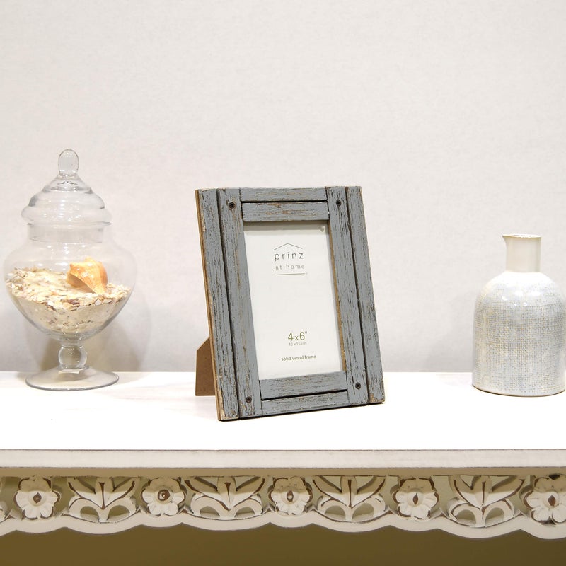 PRINZ Homestead 4-Inch by 6-Inch Rustic Wood Frame in Distressed Finish  Gray - Image 2