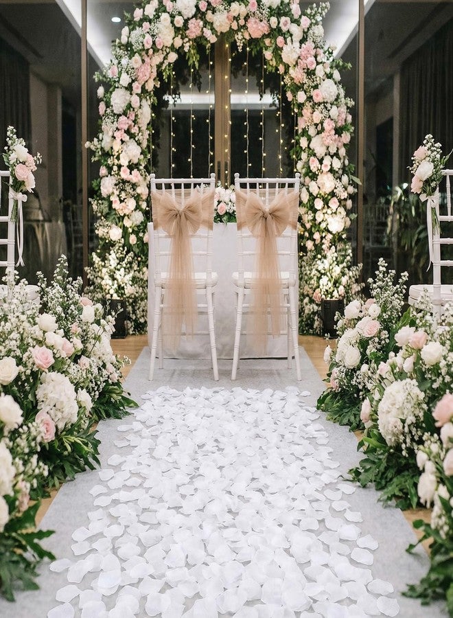 Qulkws 1000Pcs White Fake Rose Petals, Artificial Flowers Silk Rose Petals, Exquisite White Rose Petals for Wedding Decoration Party Table Confetti Romantic Night Valentine's Day - Image 5