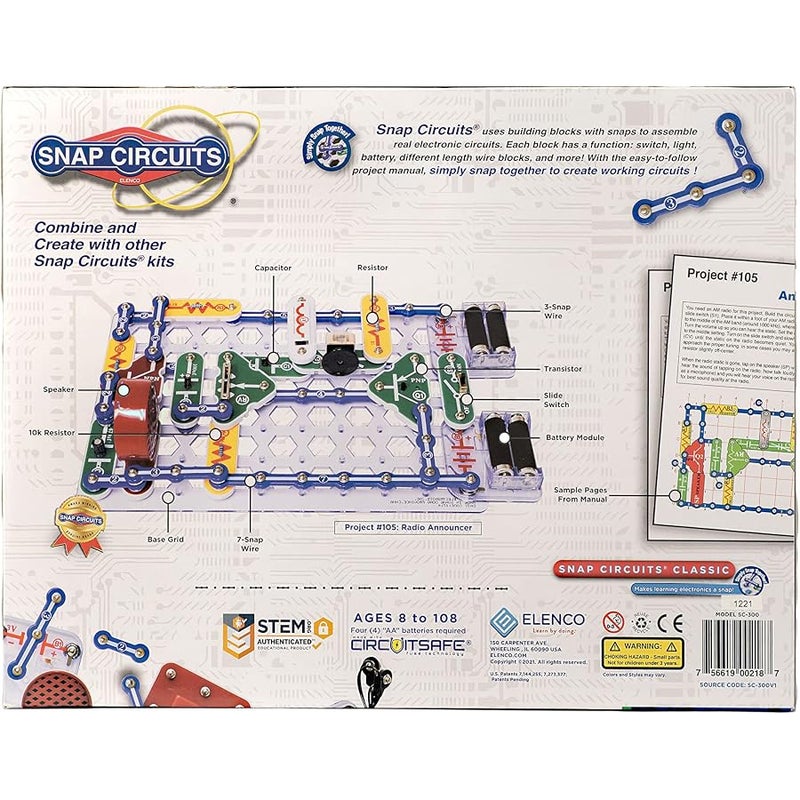 Snap Circuits Classic SC-300 Electronics Exploration Kit | Over 300 Projects | Full Color Project Manual | 60+  Parts | STEM Educational Toy for Kids 8+ - Image 2
