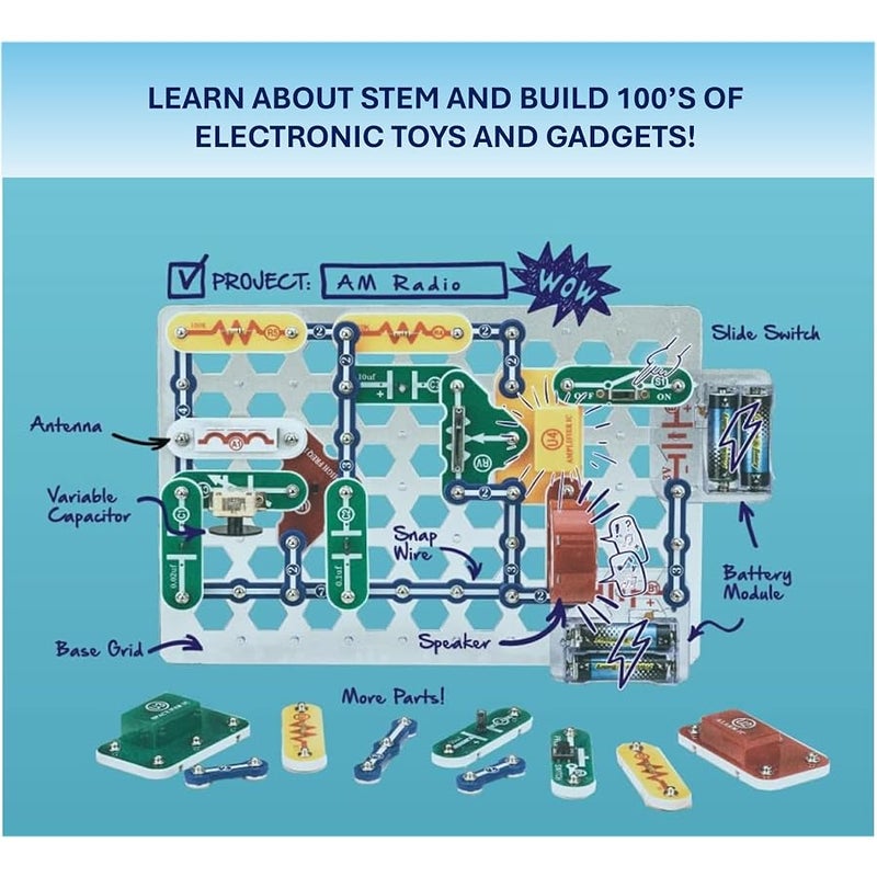 Snap Circuits Classic SC-300 Electronics Exploration Kit | Over 300 Projects | Full Color Project Manual | 60+  Parts | STEM Educational Toy for Kids 8+ - Image 4