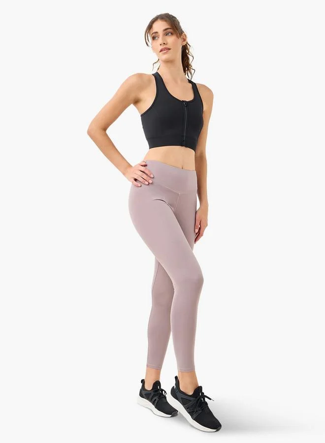 ADOT by Splash Cutout Detail Racerback Sports Bra with Zip Closure